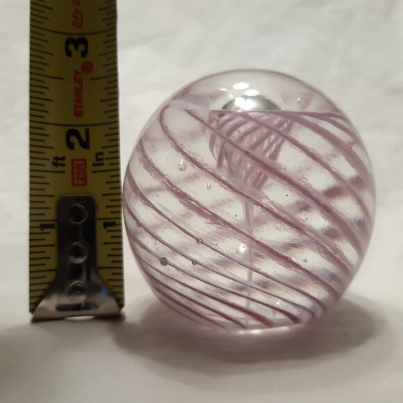 Vintage Paperweight Round Size Small Lavender Purple Swirl Bubble 2.5 in Tall - Picture 3 of 9